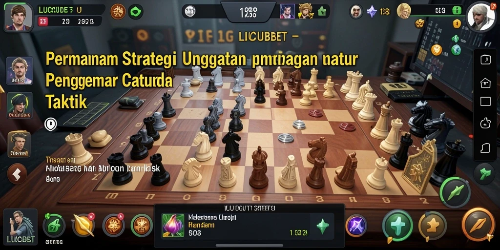 Tangkapan layar utama LUCUBET menunjukkan pertempuran strategi seru.